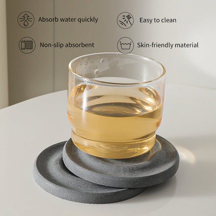 6-Pack Dark Grey Instant Dry Diatomite Square Coaster Tray(10x10CM) - Ultra-Absorbent Bathroom Sink Caddy & Cup Mat