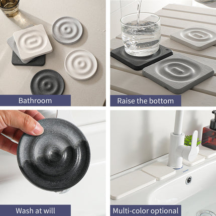 6-Pack Dark Grey Instant Dry Diatomite Square Coaster Tray(10x10CM) - Ultra-Absorbent Bathroom Sink Caddy & Cup Mat