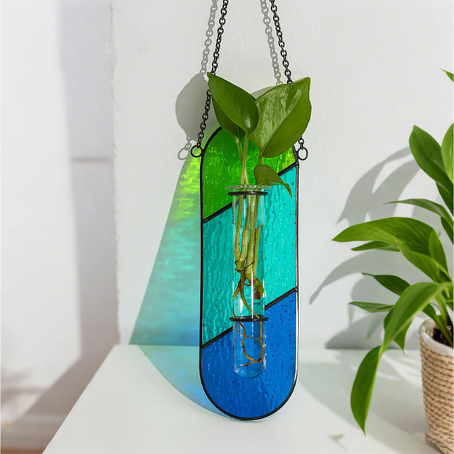 2-Pack Handcrafted Colored Glass Hydroponic Test Tube Vase