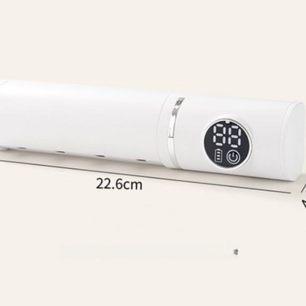 White 4-Slot Compact UV Toothbrush Sanitizer with Turbo Drying Fan & LCD Display - Anti-Dust Toothbrush Holder, 10-Minute One-Touch Deep Clean