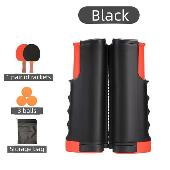 Black Portable Table Tennis Set with 2 Paddles 3 Balls and Carry V888-ELOSUNG42930