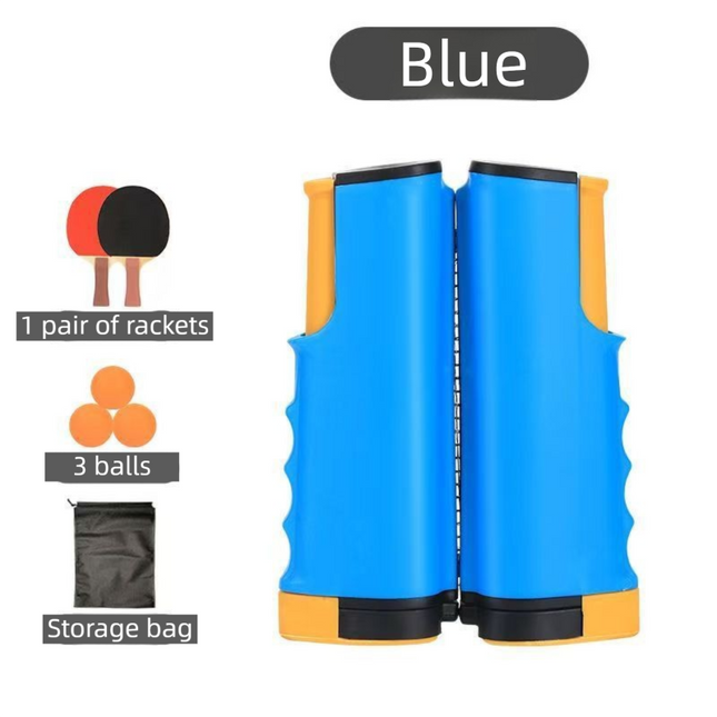 Blue Portable Table Tennis Set with 2 Paddles 3 Balls and Carry V888-ELOSUNG42932
