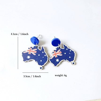 Wooden Australia Map Silhouette Earrings - Lightweight Geometric Ear Drops, Cultural Decor Gift(Style 3)