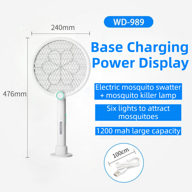 2-in-1 Foldable Electric Mosquito Swatter & UV Light Killer Lamp with 180 Degree Rotating Head and