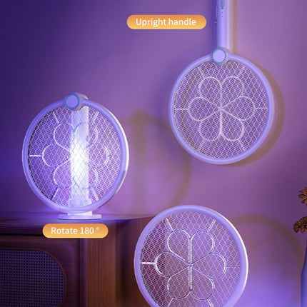 2-in-1 Foldable Electric Mosquito Swatter & UV Light Killer Lamp with 180° Rotating Head and Base - Wall-Mounted & Self-Standing Non-Toxic Pest Control