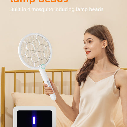 2-in-1 Foldable Electric Mosquito Swatter & UV Light Killer Lamp with 180° Rotating Head and Base - Wall-Mounted & Self-Standing Non-Toxic Pest Control