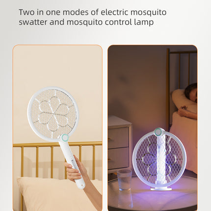 2-in-1 Foldable Electric Mosquito Swatter & UV Light Killer Lamp with 180° Rotating Head and Base - Wall-Mounted & Self-Standing Non-Toxic Pest Control