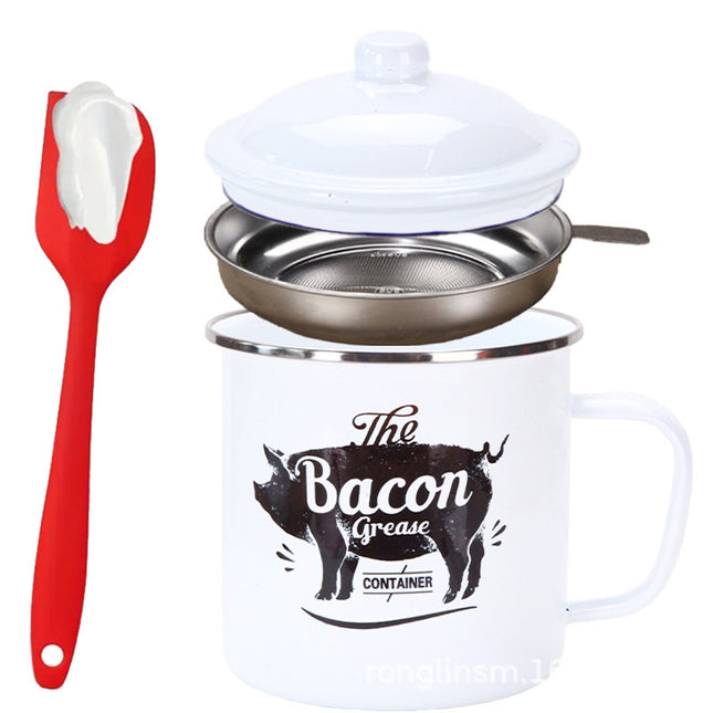 Retro 1200ML Enamel Lard Storage Jar