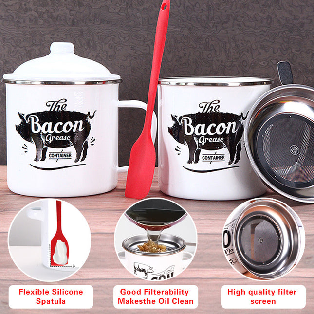 Retro 1200ML Enamel Lard Storage Jar – product detail
