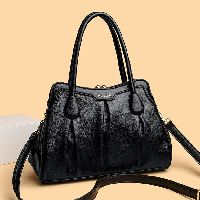 Black Women's Premium Wear-Resistant Leather Shoulder Bag