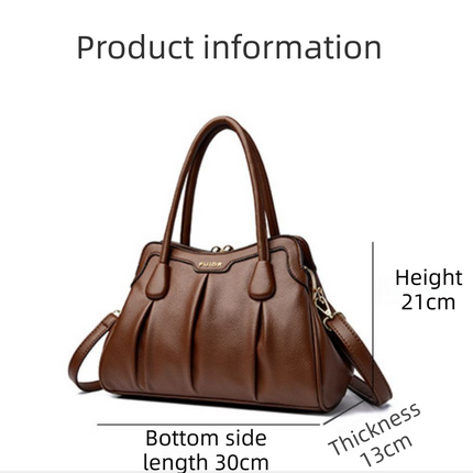 Black Women's Premium Wear-Resistant Leather Shoulder Bag - Vintage Frame Kiss-Lock Handbag & Crossbody Satchel