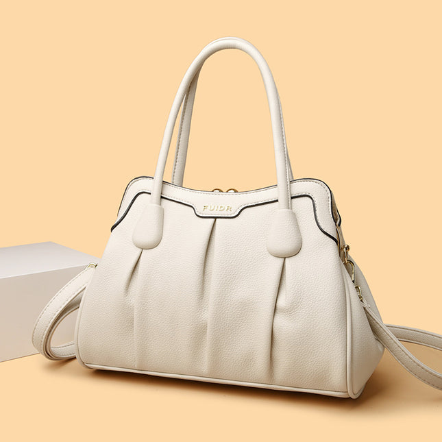 White Women's Premium Wear-Resistant Leather Shoulder Bag