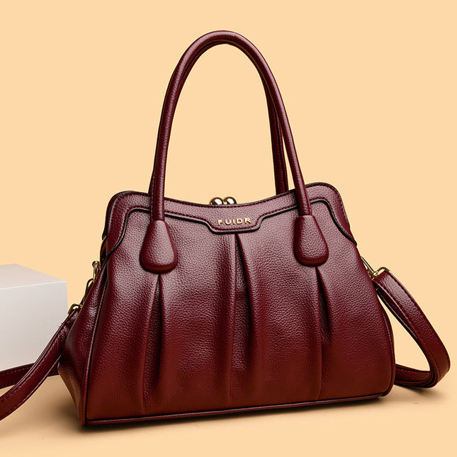 Wine Red Women's Premium Wear-Resistant Leather Shoulder Bag