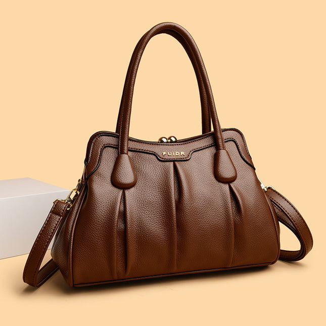 Brown Women's Premium Wear-Resistant Leather Shoulder Bag