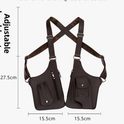 Brown Multi-functional Expandable Men's Tactical Chest Rig Bag - Waterproof & Lightweight Retro Underarm Pack
