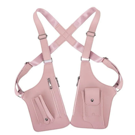 Pink Multi-functional Expandable Men's Tactical Chest Rig Bag - Waterproof & Lightweight Retro Underarm Pack