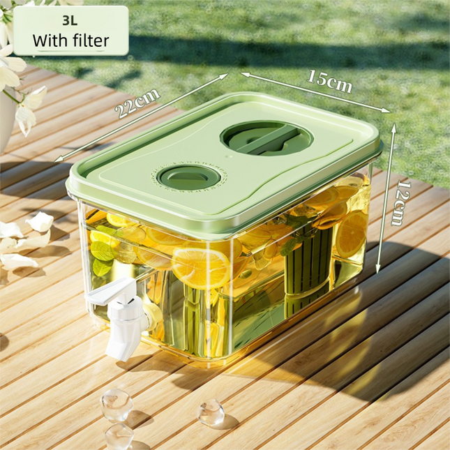 3L Compact Fridge-Ready Cold Drink Dispenser with Spigot Timer and Infuser Filter