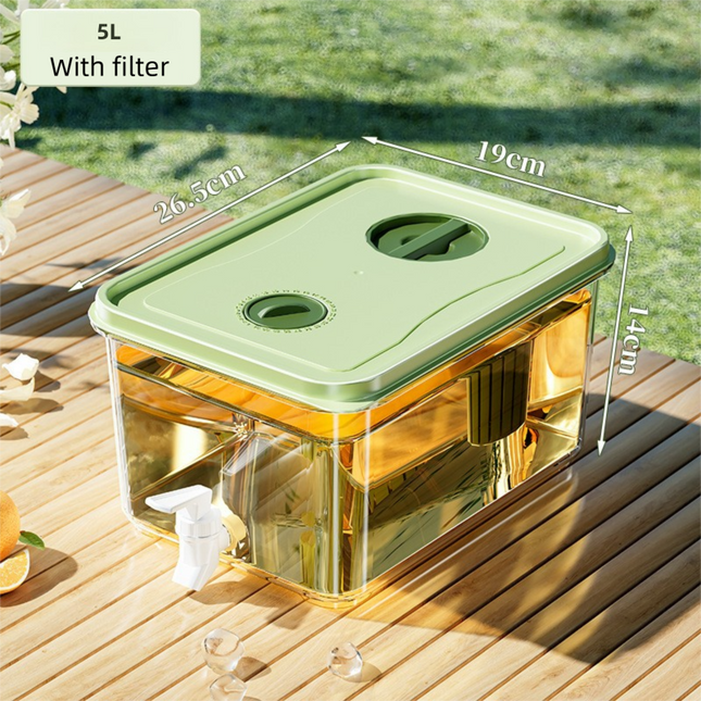 5L Compact Fridge-Ready Cold Drink Dispenser with Spigot Timer and Infuser Filter