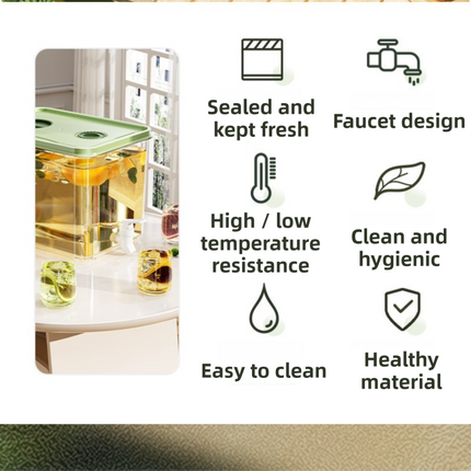 5L Compact Fridge-Ready Cold Drink Dispenser with Spigot, Timer and Infuser Filter - Food-Grade PP & Heat Resistant Fruit Tea Tank
