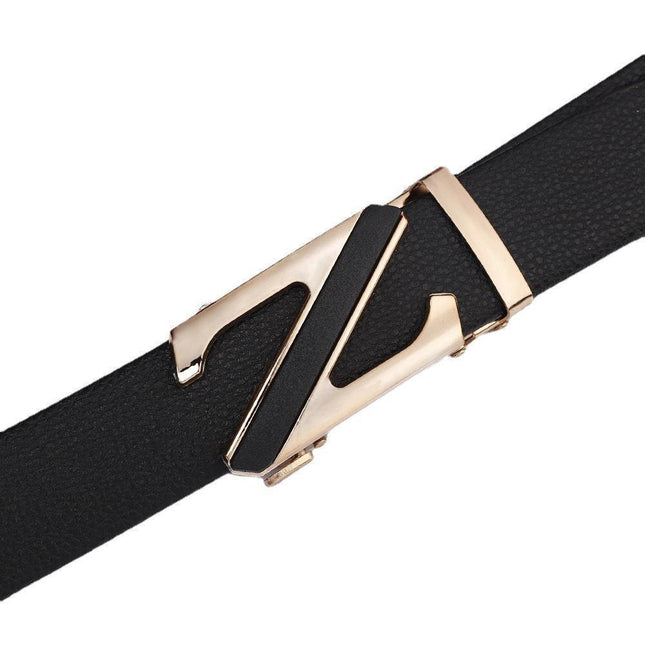 Men's Fashionable Z Style Sliver Automatic Buckle Sleek Business Suit Belt – product detail