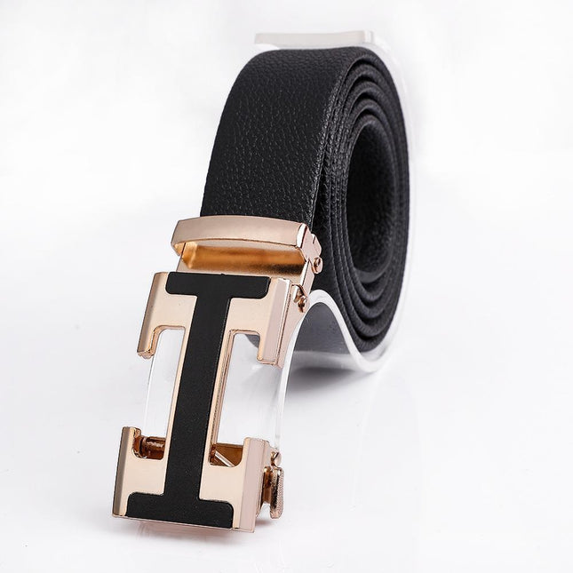 Men's Fashionable I Style Gold Automatic Buckle Sleek Business Suit Belt