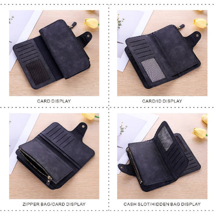 Blue Large Capacity Long Wallet Frosted PU Leather Clutch Bag with 14 Card Slots and Zipper Compartment fits Smartphone for Everyday Use Australia