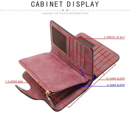 Blue Large Capacity Long Wallet Frosted PU Leather Clutch Bag with 14 Card Slots and Zipper Compartment fits Smartphone for Everyday Use Australia