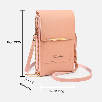 Grey Touch Screen Crossbody Phone Bag for Women Small Shoulder Purse with Dual Zippers and Card Slots Compact Travel Pouch Australian Lifestyle