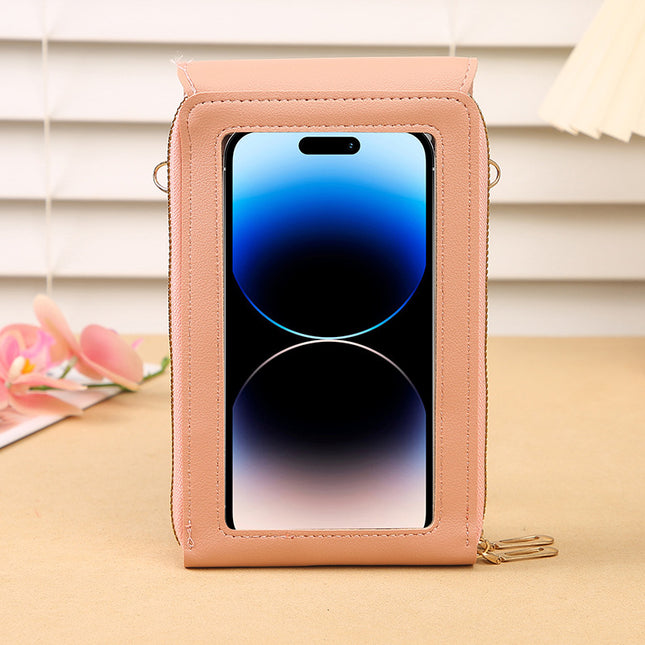 Brown Touch Screen Crossbody Phone Bag for Women Small Shoulder Purse with Dual Zippers and Card Slots – product detail
