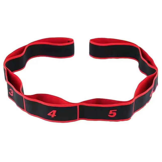 Red 3 Pack Multi-Loop Yoga Stretching Strap with Numbered Sections 90cm Elastic Resistance Band for