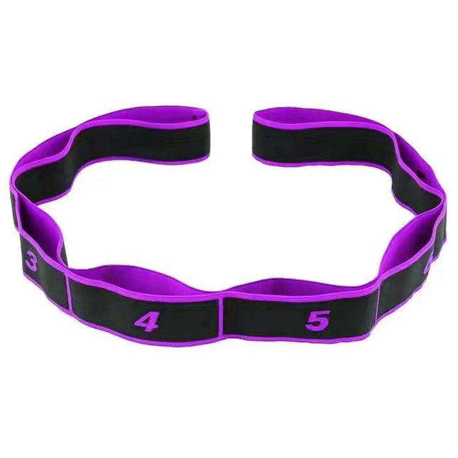 Purple 3 Pack Multi-Loop Yoga Stretching Strap with Numbered Sections 90cm Elastic Resistance Band