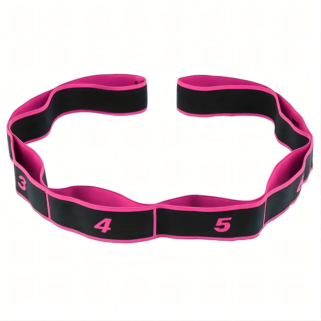 Pink 3 Pack Multi-Loop Yoga Stretching Strap with Numbered Sections 90cm Elastic Resistance Band