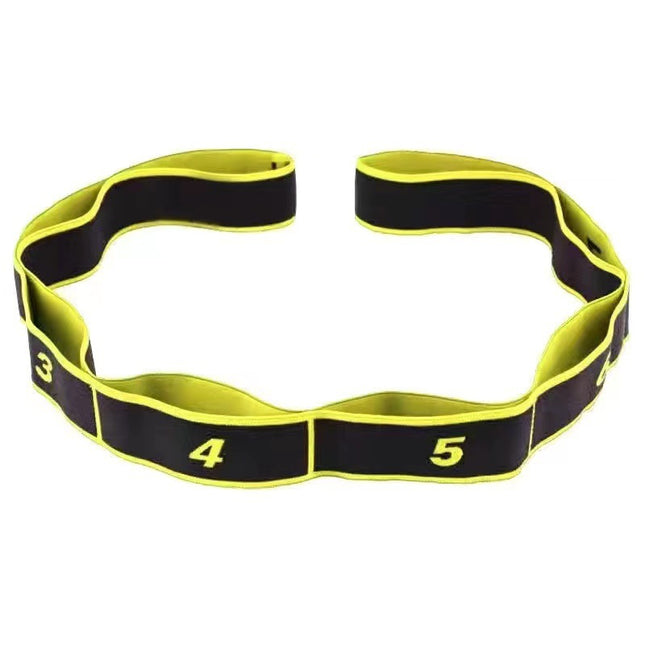 Yellow 3 Pack Multi-Loop Yoga Stretching Strap with Numbered Sections 90cm Elastic Resistance Band