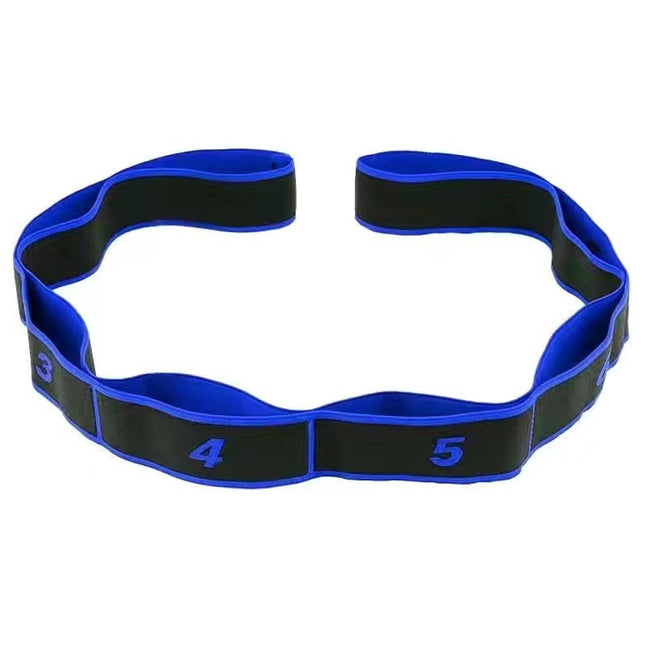 Blue 3 Pack Multi-Loop Yoga Stretching Strap with Numbered Sections 90cm Elastic Resistance Band