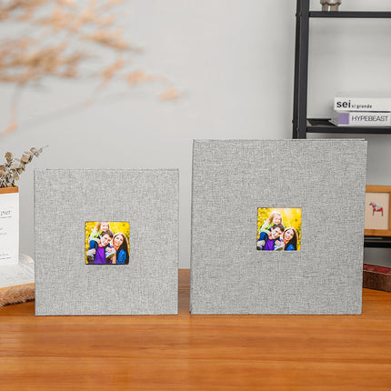 Grey Linen Self-Adhesive Photo Album DIY Scrapbook with Cover Window 11x10.6 Inch for Family Wedding Travel Memories Preservation Australian Home