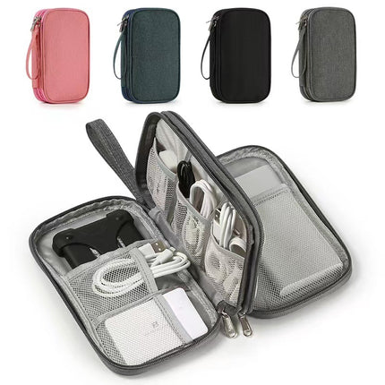 2-PCS Grey Double Layer Travel Electronics Organizer Bag Waterproof Cable Pouch for Power Bank and Phone Portable Storage for Australians