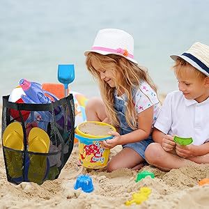 2-PCS Green Mesh Beach Tote Bag – Large Capacity Swim Gear Organizer with Multiple Pockets for Shoes, Swimsuits, and Essentials