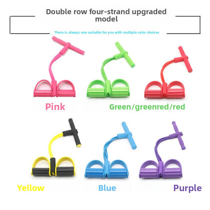 Blue Home Multi-Function Foot Pedal Resistance Trainer – 4-Strand Elastic Pull Rope for Abdominal Exercise, Sit-Up Assistance, and Full-Body Fitness (Unisex)