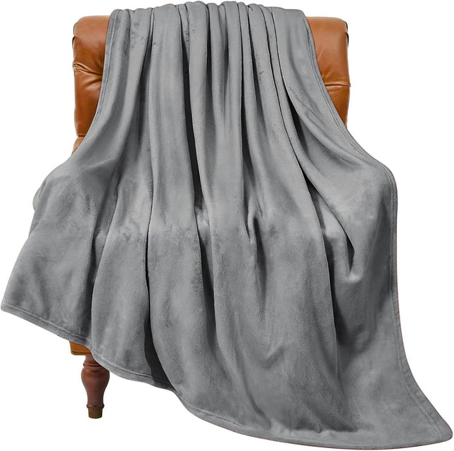 Grey Ultra-Soft Coral Fleece Blanket Lightweight Summer Throw for Office Naps Air Conditioning and Cozy – product detail