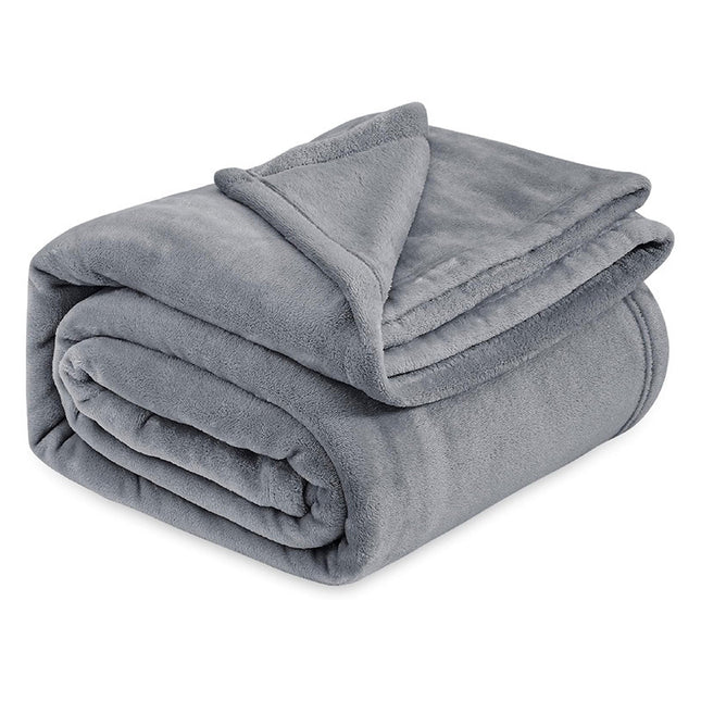 Grey Ultra-Soft Coral Fleece Blanket Lightweight Summer Throw for Office Naps Air Conditioning and Cozy