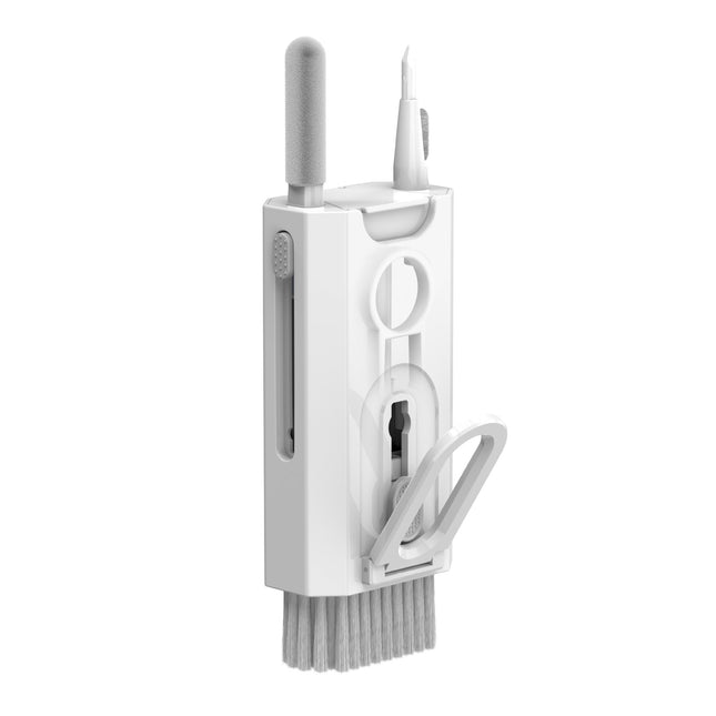 White Q8 8-in-1 Multi-Function Cleaning Kit Compact Keyboard Phone and Earphone Cleaner with Built-In Tools