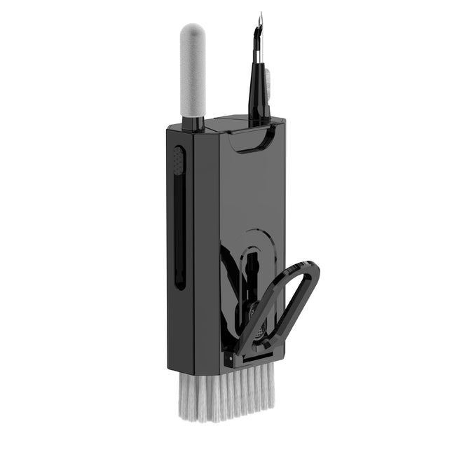 Black Q8 8-in-1 Multi-Function Cleaning Kit Compact Keyboard Phone and Earphone Cleaner with Built-In Tools