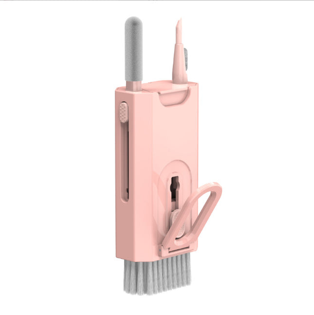 Pink Q8 8-in-1 Multi-Function Cleaning Kit Compact Keyboard Phone and Earphone Cleaner with Built-In Tools