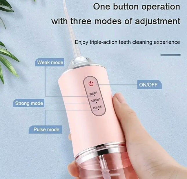 White Portable Water Flosser Oral Irrigator with 230ml Tank and 3 Modes Rechargeable IPX7 Waterproof Teeth – product detail