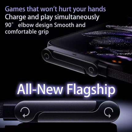 240W USB-C to USB-C Fast Charging Cable with Integrated Folding Phone Stand and 90 Degree Elbow for Mobile Gaming and Video Streaming