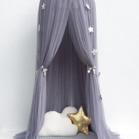 Grey Nordic Style 7-Layer Tulle Bed Canopy 300cm Extra Long 60cm Dome for Australian Kids Bedroom Nursery