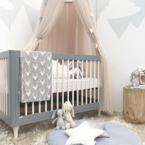Khaki Nordic Style 7-Layer Tulle Bed Canopy 300cm Extra Long 60cm Dome for Australian Kids Bedroom Nursery