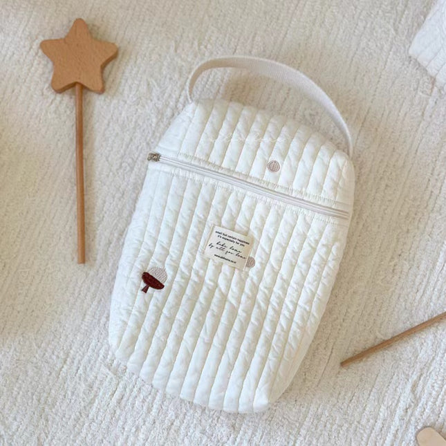 Pinecone Quilted Nappy Storage Bag Portable Diaper Organizer Mommy Travel Pouch with Zipper 28x18x6cm for