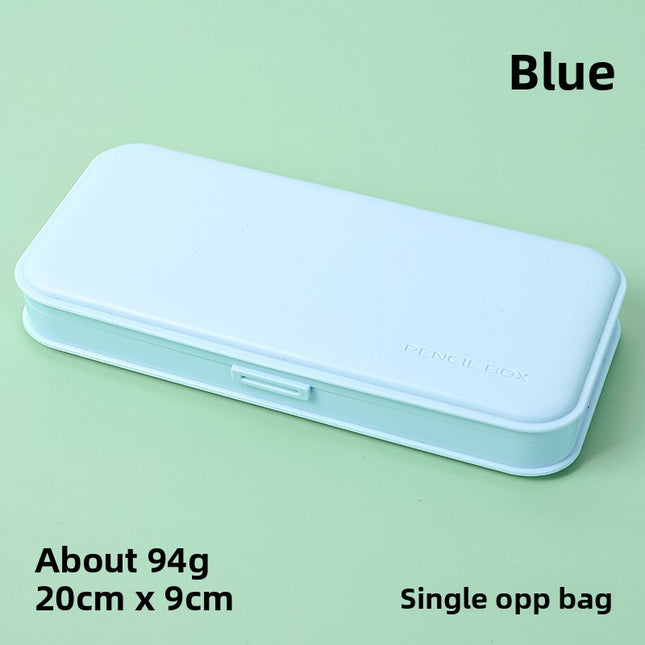 3-Pack Blue Macaron Color Pencil Case with Multi-Compartment Storage Waterproof PP Stationery Organizer for
