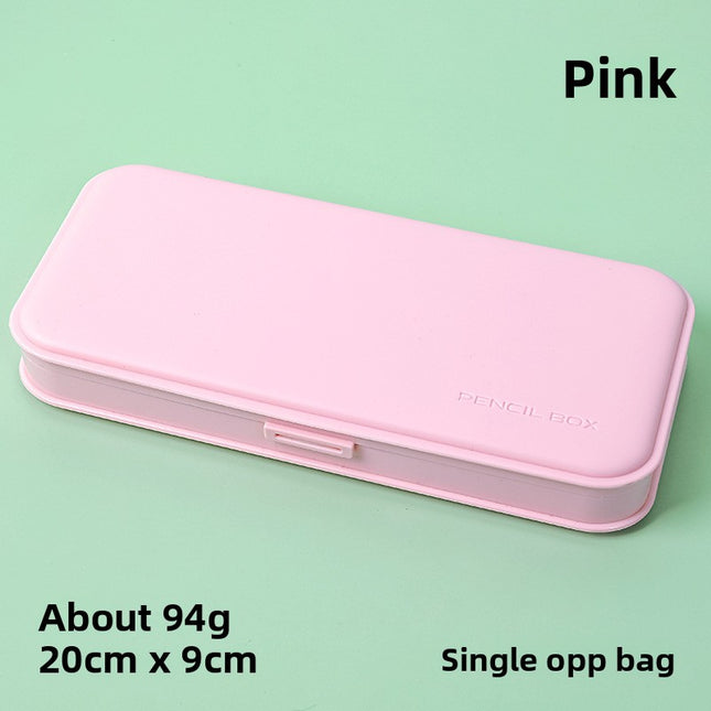 3-Pack Pink Macaron Color Pencil Case with Multi-Compartment Storage Waterproof PP Stationery Organizer for